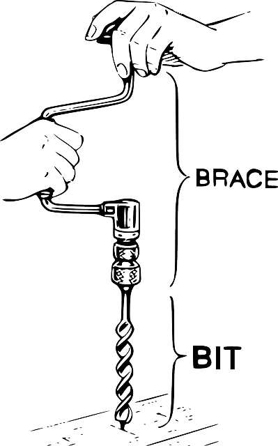 Drawn instructions for how to use a handheld drill